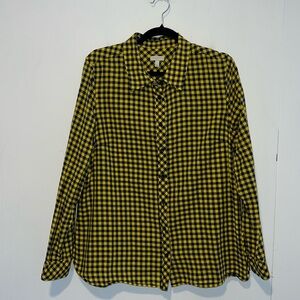 Talbots Women’s Blue & Yellow Checkered Long Sleeve Button Up Shirt 1100